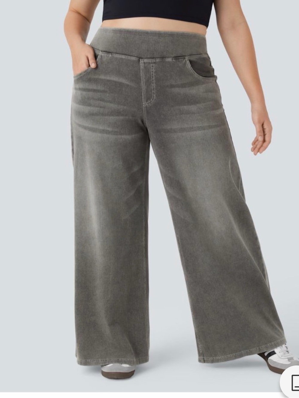 Halara pull on grey wide leg jeans
